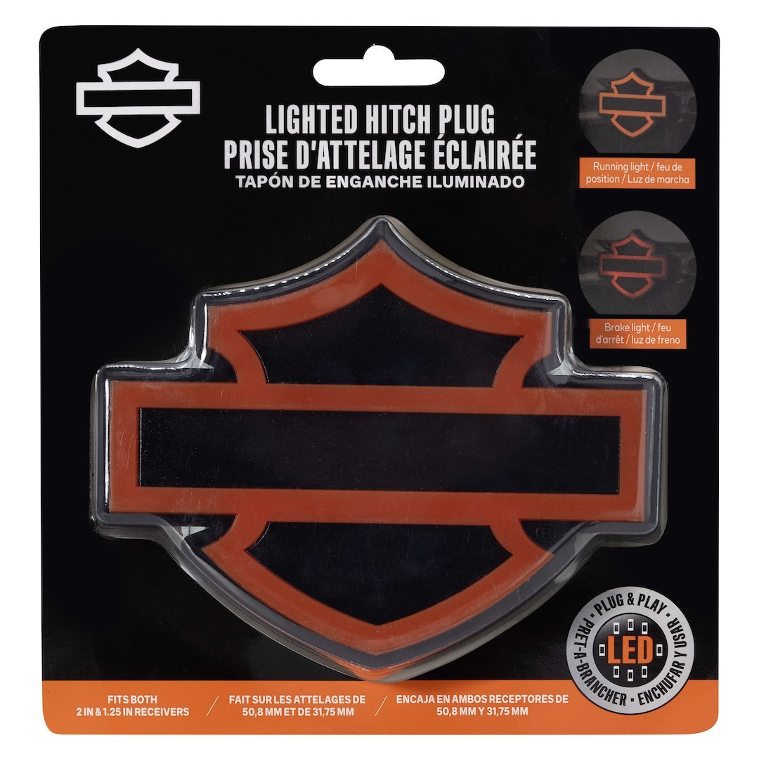 Plasticolor Trailer Hitch Cover, Fits 1-1/4 and 2 Inch Receivers, Harley-Davidson Logo, Black, Metal – 002319R01