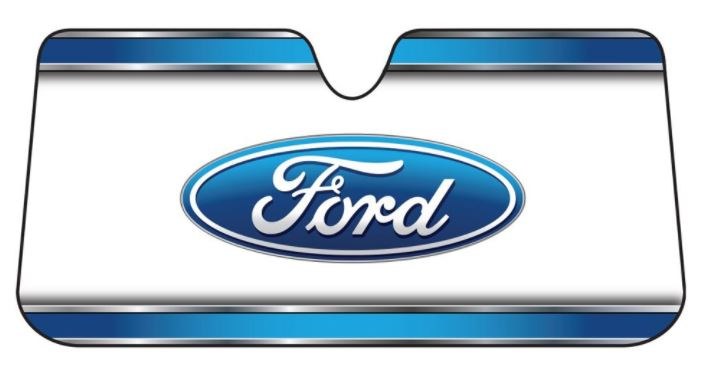 Plasticolor Windshield Shade, Elite Series, Removable Accordion Fold, Universal 27.5 Inch X 58 Inch, For Full Windshield, Ford Logo – 003735R01