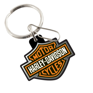Plasticolor Key Chain, Die-Cut Key Chains with Clip, Harley-Davidson Logo, Orange/Grey/White, Enamel – 004179