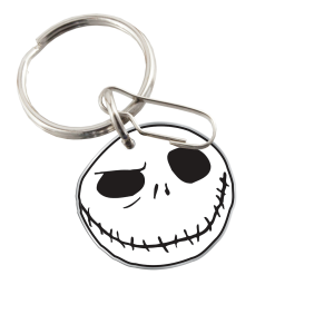 Plasticolor Key Chain, Die-Cut Key Chains with Clip, Nightmare Before Christmas Jack Head, Black/White, Enamel – 004262R01