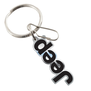 Plasticolor Key Chain, Die-Cut Key Chains with Clip, Jeep Logo, Black/Silver, Enamel – 004266R01
