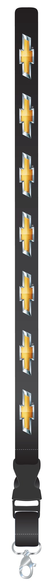 Plasticolor Lanyard, Flat Band, Black with Gold Chevy Bowtie, Detachable End, With Swivel Clasp – 004433R01
