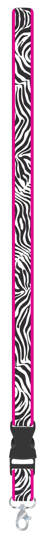 Plasticolor Lanyard, Flat Band, Zebra Pattern with Pink Edges, Detachable End, With Swivel Clasp – 004445R01