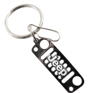 Plasticolor Key Chain, Die-Cut Key Chains with Clip, Jeep Logo, Black/Silver, Metallic – 004477R01
