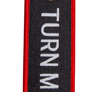 Plasticolor Key Chain, Turn Me on White Embroidered, Black Strap with Red Borders, Woven, With Heavy Duty Chrome Plated Split Ring – 004511R01