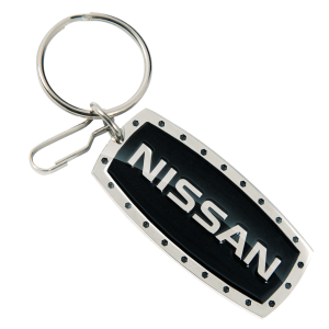 Plasticolor Key Chain, Nissan Logo, Silver/Black, Metal and Enamel, With Heavy Duty Chrome Plated Split Ring and Clip – 004518R01