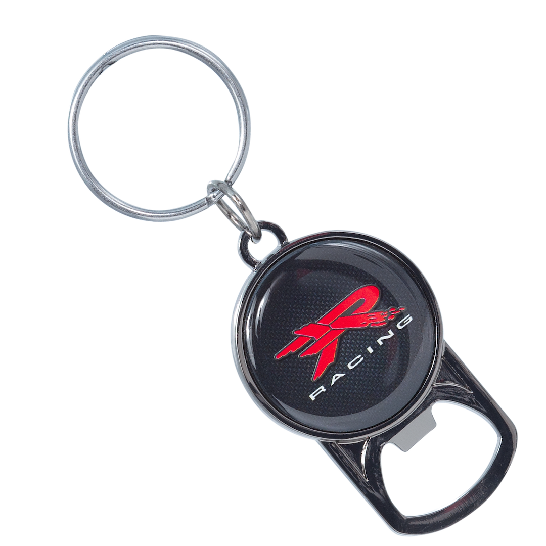 Plasticolor Key Chain, R Racing Printed Domed Logo with Bottle Opener, Black, Metal and Enamel – 004560R01