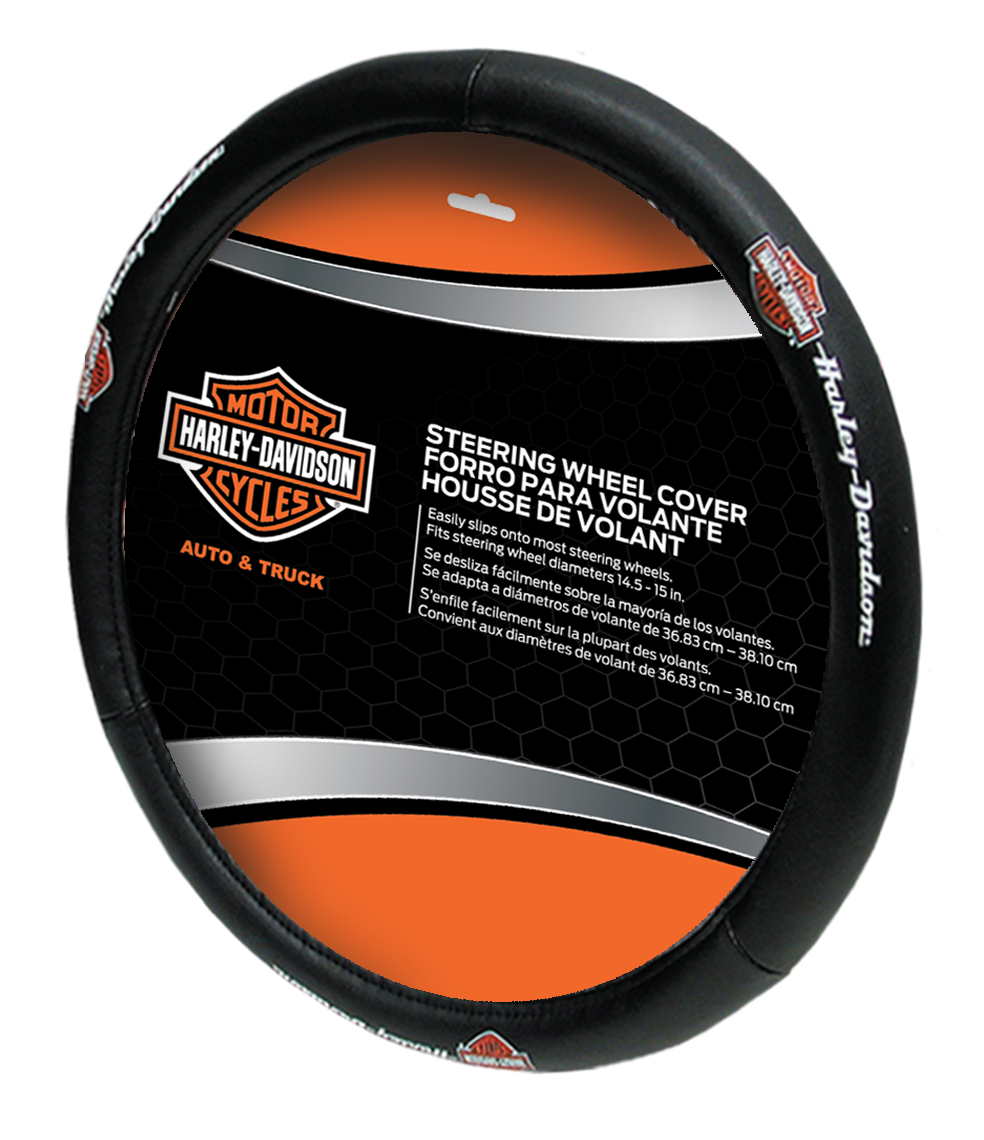 Plasticolor Steering Wheel Cover, Speed Grip, Universal, Harley-Davidson Script with True-Color Logo, Black, Rubber – 006393
