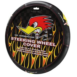 Plasticolor Steering Wheel Cover, Universal, Mr. Horsepower Logo, Black, Rubber – 006467R01