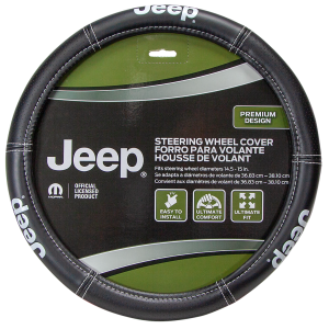 Plasticolor Steering Wheel Cover, For 14.5 to 15.5 Inch Wheels, Deluxe Jeep Logo, Black, Vinyl – 006695R01