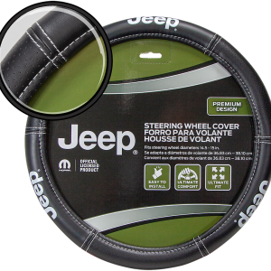 Plasticolor Steering Wheel Cover, For 14.5 to 15.5 Inch Wheels, Deluxe Jeep Logo, Black, Vinyl – 006695R01