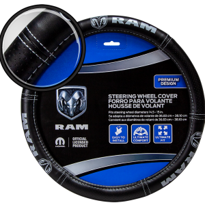 Plasticolor Steering Wheel Cover, For 14-1/2 to 15-1/2 Inch Wheels, Gray Dodge Ram Deluxe Elite Logo – 006697R25