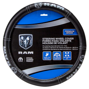 Plasticolor Steering Wheel Cover, For 14-1/2 to 15-1/2 Inch Wheels, Gray Dodge Ram Deluxe Elite Logo – 006697R25