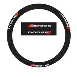 Plasticolor Steering Wheel Cover, Elite Series, For 14-1/2 to 15-1/2 Inch Wheels, Dodge Logo, Black/ Red, Rubber – 006726R01
