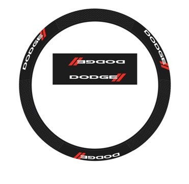 Plasticolor Steering Wheel Cover, Elite Series, For 14-1/2 to 15-1/2 Inch Wheels, Dodge Logo, Black/ Red, Rubber – 006726R01