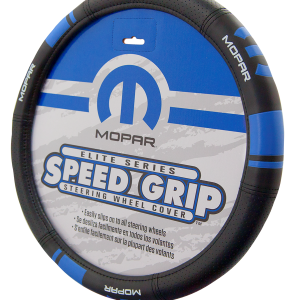 Plasticolor Steering Wheel Cover, Universal, Mopar Logo, Blue/Black, Rubber with Burlwood – 006761R02