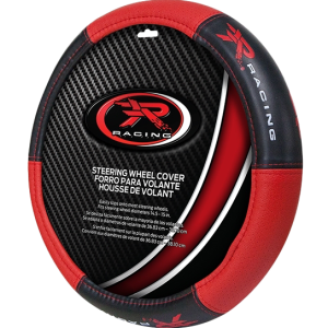 Plasticolor Steering Wheel Cover, Universal, R Racing Logo, Red/Black, Rubber – 006768R04