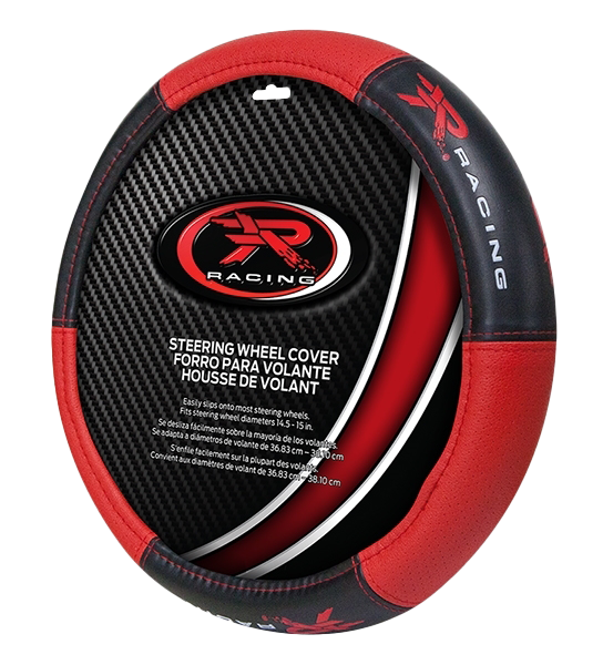Plasticolor Steering Wheel Cover, Universal, R Racing Logo, Red/Black, Rubber – 006768R04