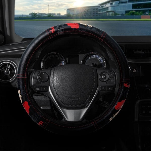 Plasticolor Steering Wheel Cover, For 14-1/2 to 15 Inch Wheels, Red Betty Boop Skyline, Black with Red Contrast Stitching, Single – 006783R01