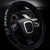Plasticolor Steering Wheel Cover, For 15-1/2 to 16-1/2 Inch Wheels, Gray Dodge Ram Deluxe Elite Logo, Black, Leather – 006789R01