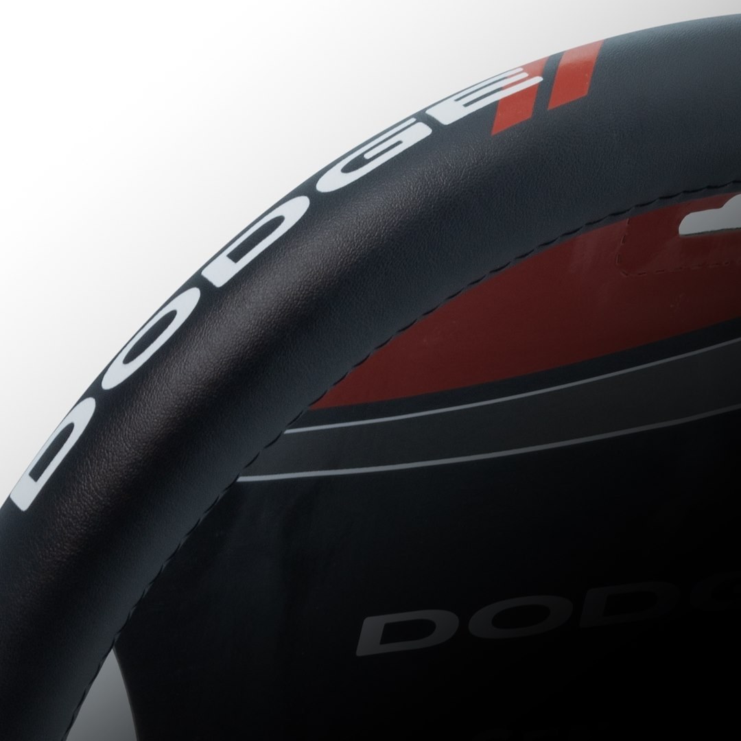 Plasticolor Steering Wheel Cover, For 14-1/2 to 15 Inch Wheels, Dodge Logo, Black, Leather – 006790R01