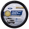 Plasticolor Steering Wheel Cover, Deluxe, For 15-1/2 to 16-1/2 Inch Wheels, Ford Oval Logo with Gray Contrast Stitching, Black, Leather – 008567R01