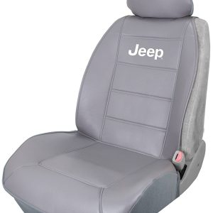 Plasticolor Seat Cover, Elite Series, Sideless, White Jeep, Vinyl, Gray, Single, With Headrest Cover – 008581R25
