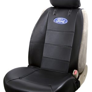 Plasticolor Seat Cover, Low Back/ Sideless, Ford Logo, Fabric, Black/ Blue/ White, Single, With Headrest Cover – 008584R01
