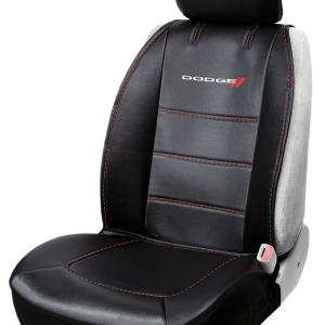 Plasticolor Seat Cover, Deluxe, Low Back, Dodge Logo, Leather, Black with Red Contrast Stitching, Single – 008627R01