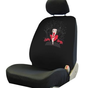 Plasticolor Seat Cover, Lowback Seat Covers, Low Back, Red Dress Betty Boop Skyline, Cloth, Black, Single – 008652R01