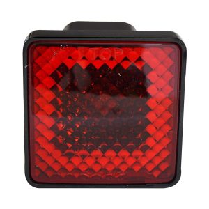 Pilot/Bully Trailer Hitch Cover, Fits 2 Inch Receivers, With Red 1157 Incandescent Light, Square, Red/Black, ABS Plastic – CR-007