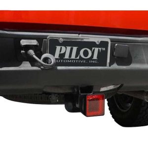 Pilot/Bully Trailer Hitch Cover, Fits 2 Inch Receivers, With Red 1157 Incandescent Light, Square, Red/Black, ABS Plastic – CR-007