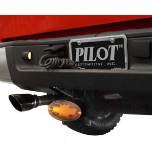 Pilot/Bully Trailer Hitch Cover, Fits 2 Inch Receivers, With Red LED Light, Chevy Bowtie, Orange/Black, ABS Plastic – CR-017C