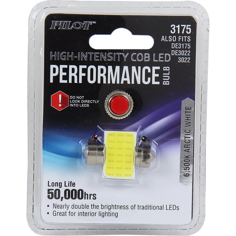 Pilot/Bully Dome Light Bulb – LED, COB (chip on Board) Series, 3175/ DE3175/ 3022/ DE3022 LED (3175 Festoon 31MM Base), Arctic White – ILC-3175AW