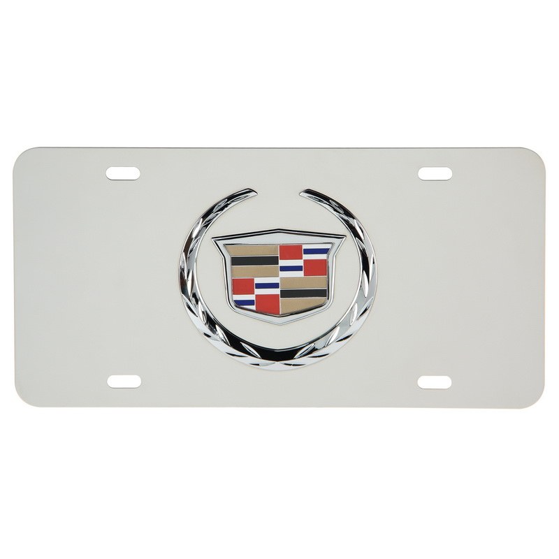 Pilot/Bully License Plate, 3D Series, Cadillac Logo, Chrome Plated, Stainless Steel – LP-051