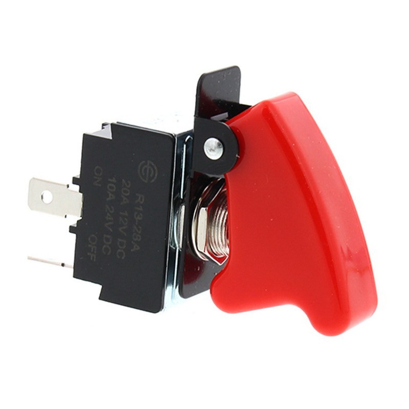 Pilot/Bully Multi Purpose Switch, 12 Volt, Toggle, Post, Without LED, With Red Safety Cover – PL-SW26