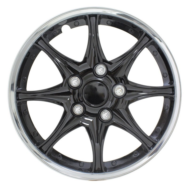 Pilot/Bully Wheel Cover, 15 Inch, 8 Spokes, Black Chrome, ABS Plastic, Set of 4 – WH522-15C-B