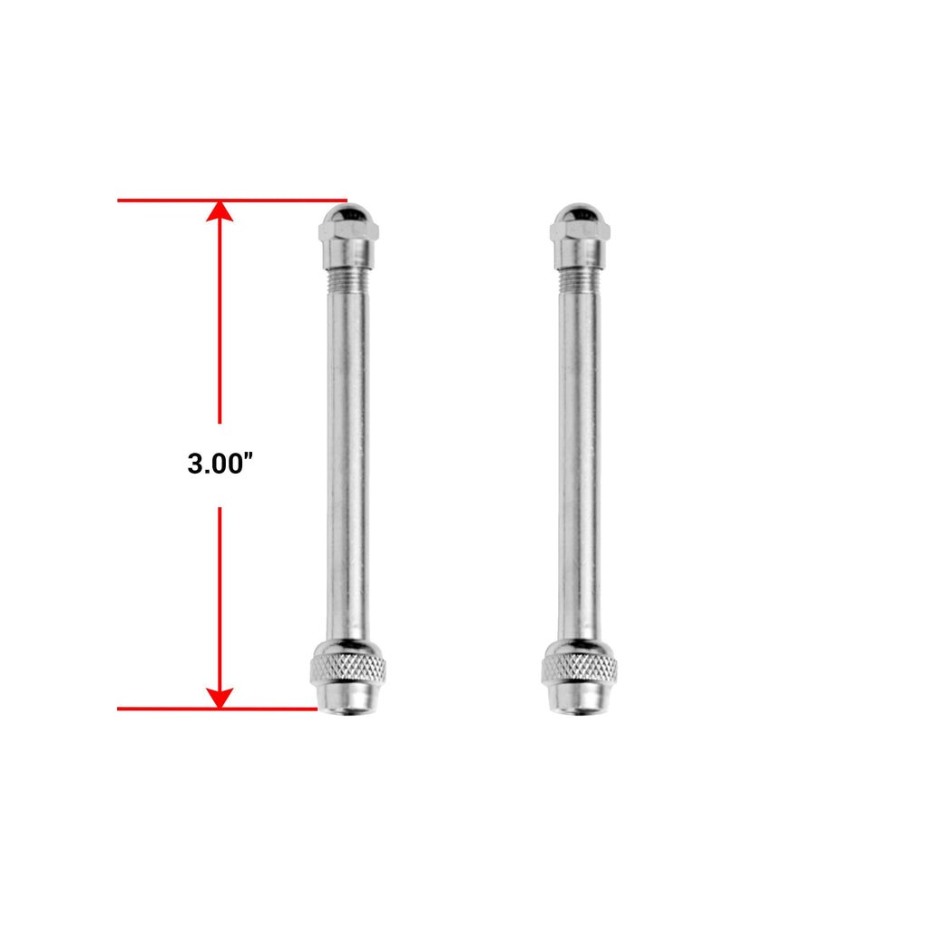 Pacific Dual Valve Stem Extension, Use with Inner Wheels and Outer Wheels, 3 Inch Straight, Stainless Steel, With Caps, Set of 2 – 18099