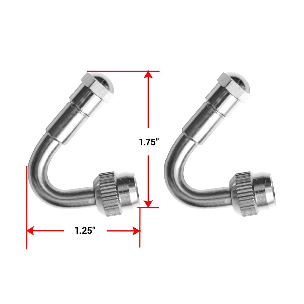 Pacific Dual Valve Stem Extension, Use with Inner Wheels and Outer Wheels, 135 Degree, Stainless Steel, With Caps, Set of 2 – 18135