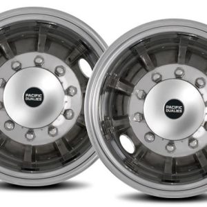 Pacific Dual Wheel Simulator, Fits 22-1/2 Inch X 8-1/4 Inch – 10 Lug, 2 Vent Holes Wheel Polished, Stainless Steel, Bolt-On – 22-2251RH