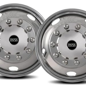 Pacific Dual Wheel Simulator, Fits 22-1/2 Inch X 7-1/2 Inch – 10 Lug/ 5 Vent Holes Wheel, Polished, Stainless Steel, Bolt-On – 22-2270FH5