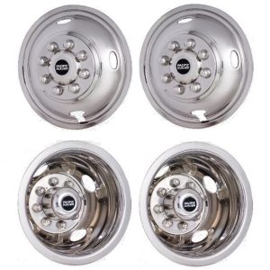 Pacific Dual Wheel Simulator, Fits 16 Inch – 8 Lug, 4 Vent Holes Wheel, Automatic Locking Hub, Polished, Stainless Steel, Bolt-On – 35-1608W
