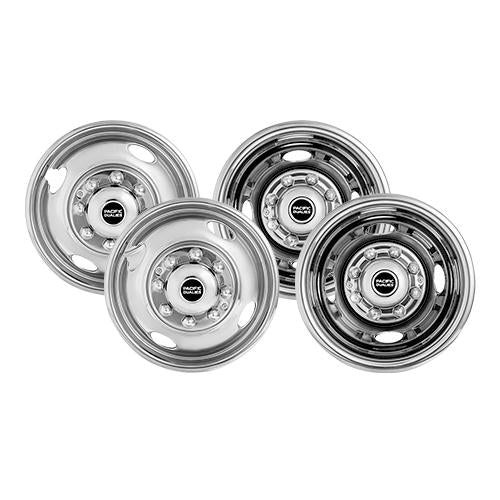 Pacific Dual Wheel Simulator, Fits 16 Inch – 8 Lug, 4 Vent Holes Wheel, Automatic Locking Hub, Polished, Stainless Steel, Bolt-On – 38-1608