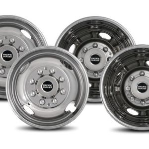 Pacific Dual Wheel Simulator, Fits 16 Inch – 8 Lug, 4 Vent Holes Wheel, Automatic Locking Hub, Polished, Stainless Steel, Bolt-On – 39-1608