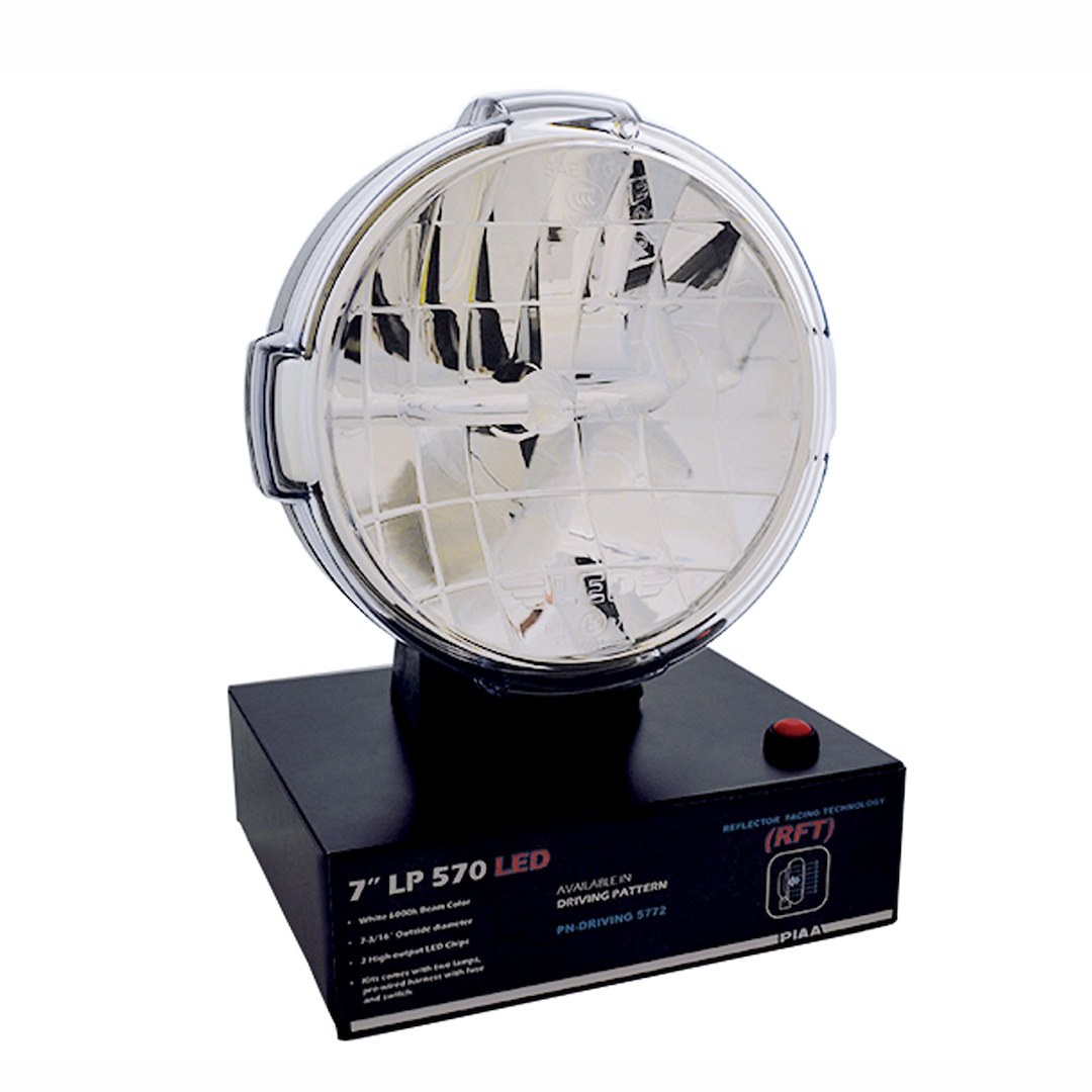 PIAA Point of Purchase Display, LP570 Series, Powered Single Light Display, Standing Countertop Display, With Single LP570 Driving/ Fog Light – 30912
