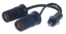 Prime Prodct Cigarette Lighter Power Adapter, Used to Provide Additional Double Sockets, 12 Volt Power Capacity, With 5 Inch Wire/ Black – 08-0910