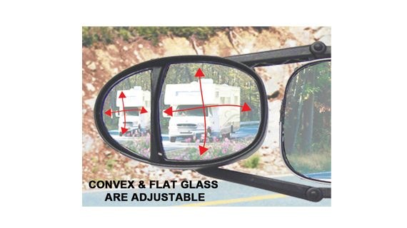 Prime Prodct Exterior Towing Mirror, Dual Head Xlr Ratchet Clip-On, Manual, Black – 30-0083