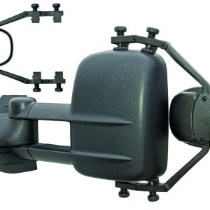 Prime Prodct Exterior Towing Mirror, Clamp-On, Dual Head with Adjustable Regular and Convex Mirrors, Fits Driver or Passenger Side – 30-0104