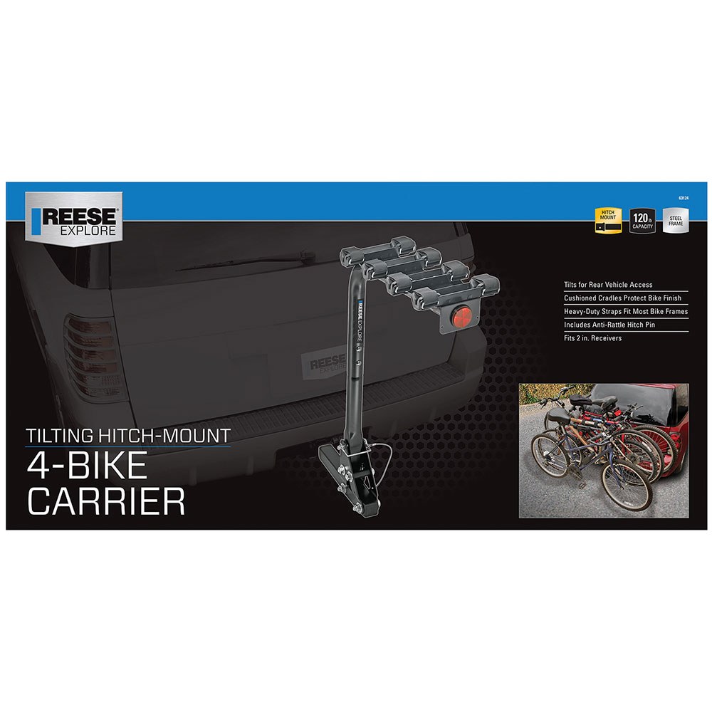 Pro Series Bike Rack, Eclipse, 2 Inch Receiver Hitch Mount, Holds 4 Bikes, Up to 120 Pound Weight Capacity, Bike Frame Clamp, Without Lock – 63124