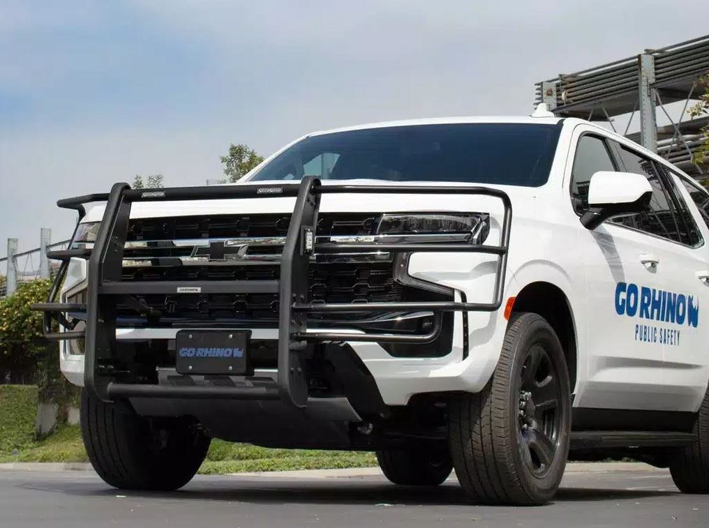 Public Safty Bumper Push Bar, 5000 Series, Semi-Gloss, Black, Steel, 3 Inch Diameter, Without Wrap Around Brush Guard – 5165